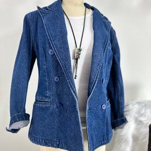 Vintage 80s RALPH LAUREN Denim Jean Double Breasted BLAZER Jacket